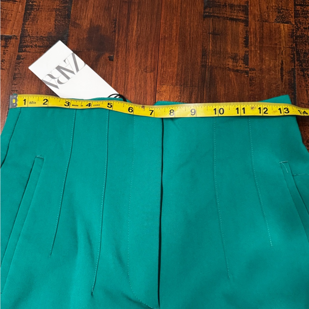 Zara High-Waisted Trousers- Green - Picture 3 of 6